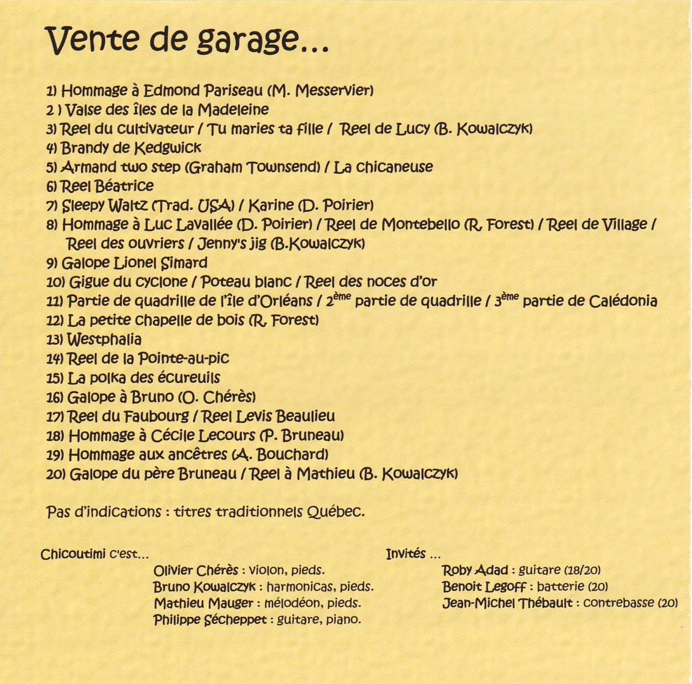 Vente de garage p4 titres